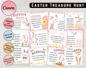 Easter Treasure Hunt, Indoor Scavenger Hunt, Treasure Hunt Clues, Easter Party Game for Kids, Easter Printable Game