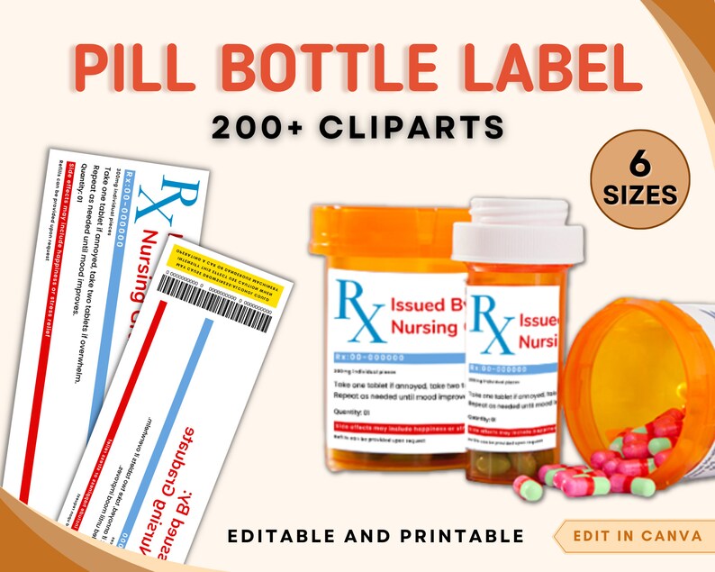Prescription Label Template Editable RX Bottle Label Etsy