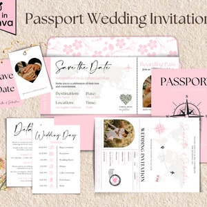 Destination Wedding Invitation, Boarding Pass Invitation, Printable Passport Wedding Invitation, Travel Theme Wedding, Template Download