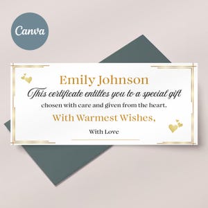 Gift Certificate Template, DIY Printable Gift Voucher Certificate, Minimalist, Modern Gift Certificate, Canva Editable, Instant Download