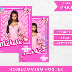 Editable Doll Homecoming Queen, Homecoming Poster, Class Treasurer, Class President, Homecoming Campaign, Edit Online then Print poster