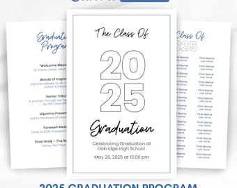 Modelo de Programa de Formatura 2026, Cartão de Cerimônia Editável 2026, Turma de 2026, Programa de Formatura do Ensino Médio e Superior, Download Imediato