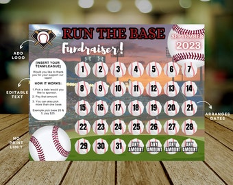 Editable Baseball Calendar Fundraiser Template | Clear The Board Fundraising Made Easy | 8.5x11 Digital Download