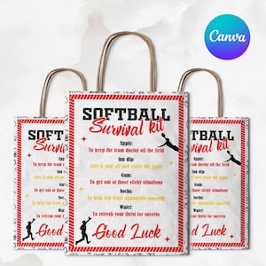 Printable Softball survival kit, Tags, Softball Team Gift for team, Sports team tags, Softball Party Favor Survival kit, Instant download