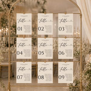 Minimalist Wedding Seating Chart & Table Numbers | Event Table Seating Chart Wedding Sign | Editable Canva Template