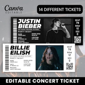 Editable Concert Ticket Template, Custom Concert Ticket Gift, DIY Event Ticket, Surprise Printable Concert Tickets Gift Idea, Canva Template