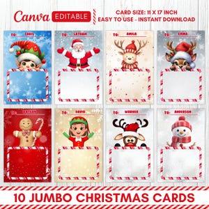 Jumbo Christmas Card Editable Template. Jumbo Cards, Christmas Jumbo Cards, Treats Cards, Printable, Merry Christmas, Jumbo Card