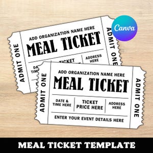 Modern Wedding Food Truck Ticket Template, Meal Ticket Template, Minimal Wedding Drink Voucher, Food Truck Tickets, Canva Template