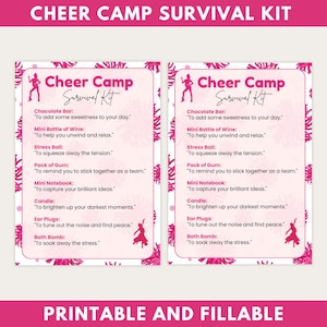 Printable Cheer Camp Survival Kit, Cheer Camp gifts, Cheer Camp kit, Cheerleading survival Kit Canva Template, Cheer Camp, Instant download