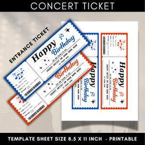Editable Concert Ticket Template, Custom Concert Ticket Gift, DIY Event ...