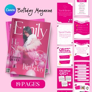 Revista de aniversário personalizada, modelo de revista de aniversário Bestie, revista de aniversário imprimível para irmã, melhor amiga, namorada, Canva