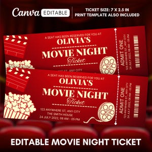 Editable Movie Ticket Birthday Invitation, Movie Party Ticket, Movie Night Invitation, Movie Birthday Party Invitation