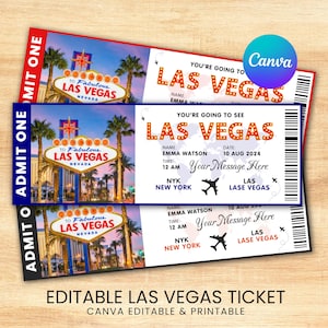Printable LAS VEGAS Surprise ticket Canva template, Editable Surprise Trip Ticket Template, Las Vegas Surprise Ticket, Vacations Trip Ticket