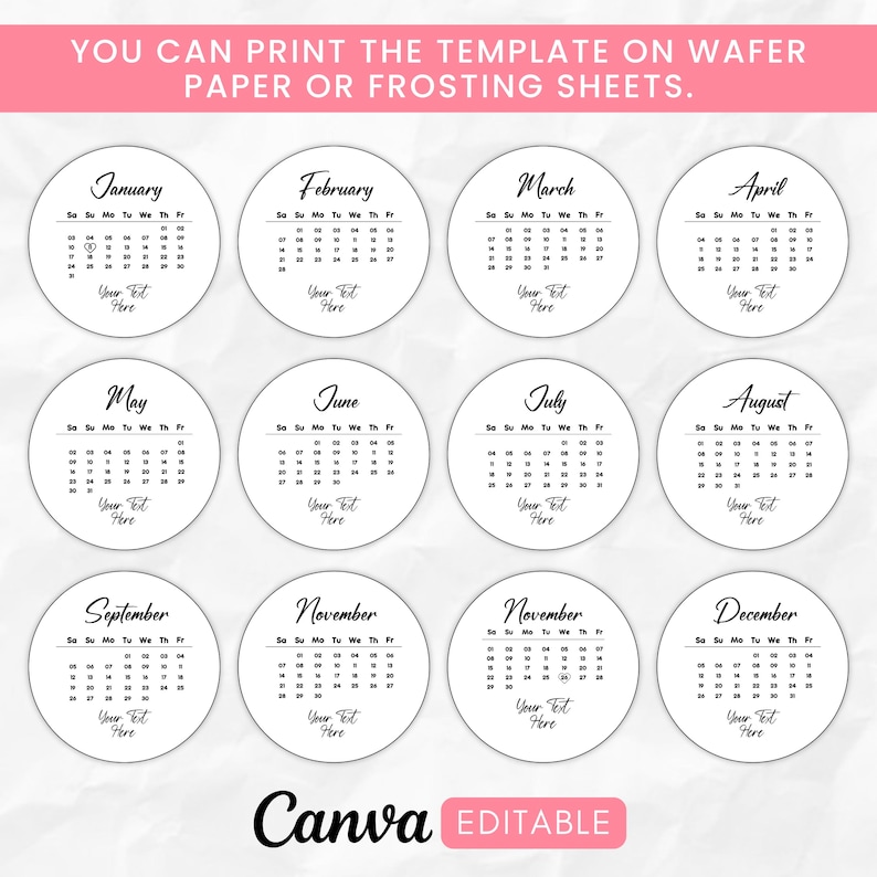 Burn Away Cake Topper Calendar Template, 2065 Custom Calendar Editable Cake Toppers, Printable Birthday Cake Topper, Canva Template Bild 3