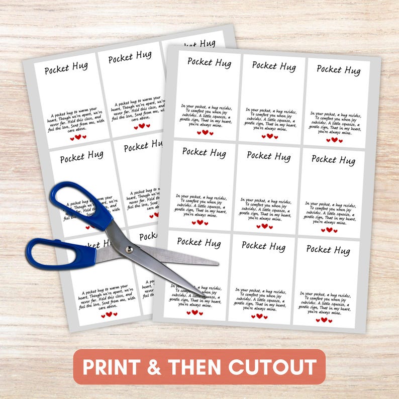 Pocket Message Pocket Hug Card Tag, Pocket Hug Token Cards, Memory Backing Cards ...