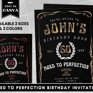 Editable Aged to Perfection Birthday Invitation, Aged to Perfection Birthday Invitation, ANY AGE, Aged to Perfection Svg, Instant Download