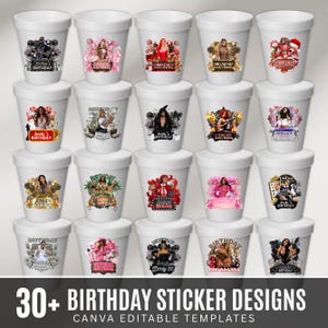 Styrofoam Cup Sticker Template, All Zodiac Signs, 30+Birthday Sticker Template Cheetah, Cowgirl Casino Y2k Design Taurus Season Birthday Cup