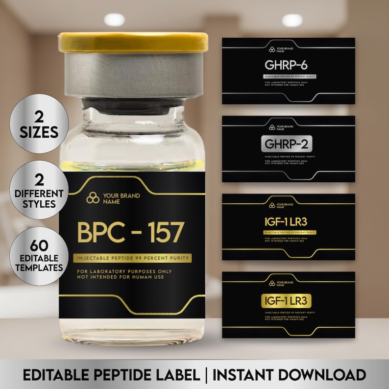 Peptide Label Template, Peptide Printable Label, Peptide Therapy Canva ...