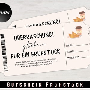 Breakfast voucher template | Breakfast voucher to print | Birthday gift idea | Voucher to design | Gift voucher