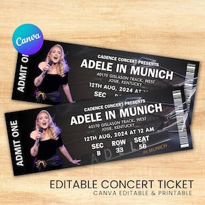 Editable Concert Ticket Template, Custom Concert Ticket Gift, DIY Event Ticket, Surprise Printable Concert Tickets Gift Idea, Canva Template