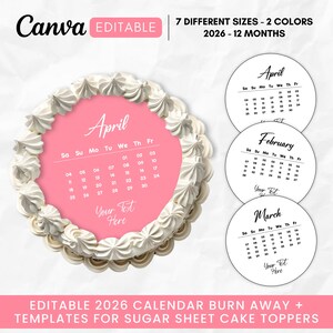 Burn Away Cake Topper Calendar Template, 2065 Custom Calendar Editable Cake Toppers, Printable Birthday Cake Topper, Canva Template Bild 2