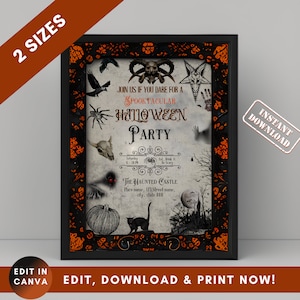 Haunted House Halloween Costume Party Invitation, Spooky Halloween Party Invite, Editable Haunted House Halloween Birthday Invitation