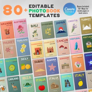 80+ Travel Photo Book Templates, Travel Print Photo Book Covers Fully Customizable, Europe Luxury Printed Photo Book Models, Canva Template