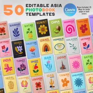 50 Travel Photobook Cover Templates, Customizable Coffee Book Table, Luxury Printed Photo Book Models, Fully Customizable Canva Template