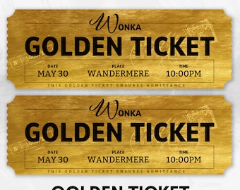 Golden Ticket Template, Printable Golden Ticket Editable Template, Golden Event Ticket, Custom Ticket Invitation, Golden Voucher Template