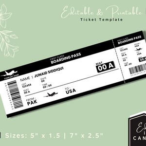 Impression à domicile, Carte d'embarquement, Voyage surprise, Billet d'avion, Chèque cadeau, Faux billet, Coupon cadeau, Téléchargement instantané, PDF modifiable