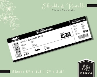 Print-at-home, Boarding Pass, Surprise Trip, Airline Ticket, Flight Gift Voucher, Fake Ticket, Gift coupon, Instant download, Editable PDF