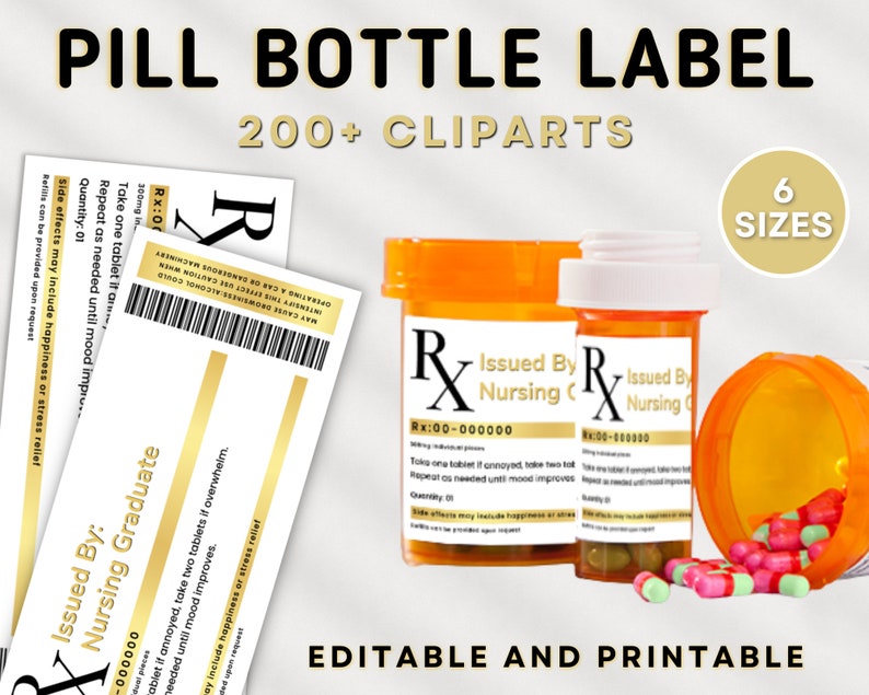 Pill Bottle Labels Printable Editable Prescription Label Etsy