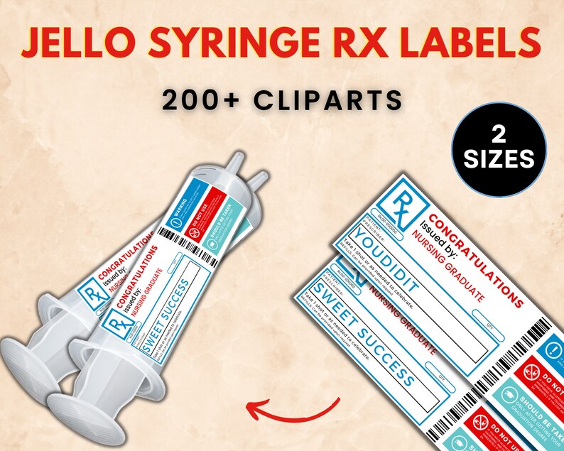 Jello Syringe Jello Syringe RX Labels Nurse Party Favors Etsy