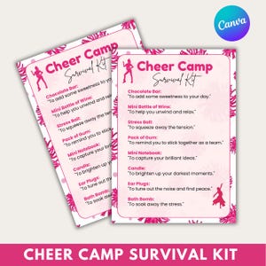 Printable Cheer Camp Survival Kit, Cheer Camp gifts, Cheer Camp kit, Cheerleading survival Kit Canva Template, Cheer Camp, Instant download