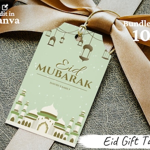 10 Eid Mubarak Tags,Eid Gift Tags Bundle, Instant Download Printable Eid Gift Tag, Modern Minimalist Eid Hampers Tags, Eid Al Fitr Hang Tags