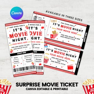 Invitación de boleto de cine Plantilla de boleto para noche de cine Invitación para fiesta de cumpleaños con temática de cine Invitación para noche de cine Invitación de cumpleaños con temática de cine Plantilla de boleto