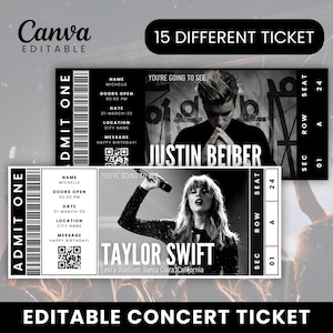 Editable Concert Ticket Template, Custom Concert Ticket Gift, DIY Event Ticket, Surprise Printable Concert Tickets Gift Idea, Canva Template
