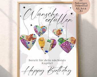 Birthday Money Gift, Cash Gift for Birthday, Diy Money Gift, Happy Birthday Gift, Money Gift for Adults, Canva Template, Digital Download