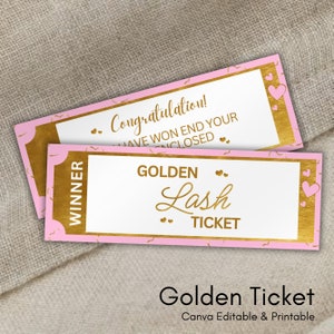 Golden Ticket Template, Printable Golden Ticket Editable Template, Golden Event Ticket, Custom Ticket Invitation, Golden Voucher Template