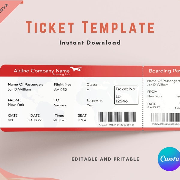 Fake Airplane Ticket Print - Etsy