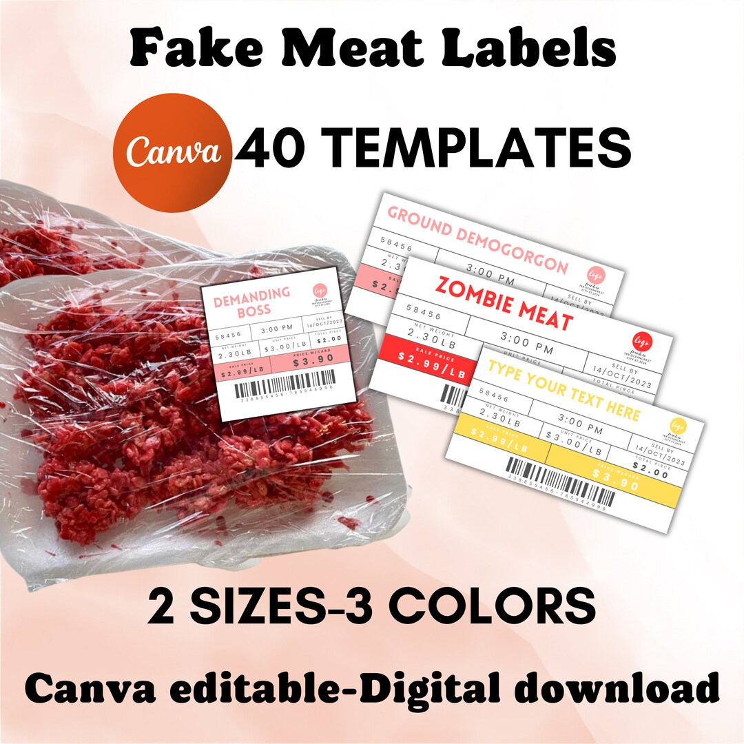 Editable Halloween Meat Labels, Fake Meat Label, Halloween Treat, Meat ...