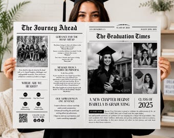 Graduation Announcements 2026 Newspaper Template Graduation Newspaper Template Large Graduation Newspaper Editable Canva Template