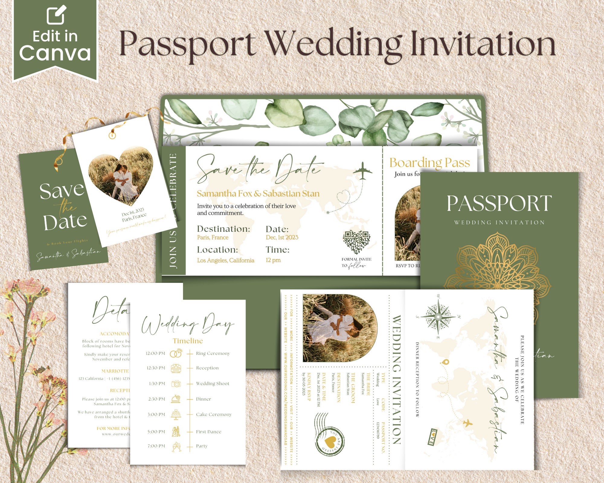 Personalized Passport Wedding Birthday Party Invitation 