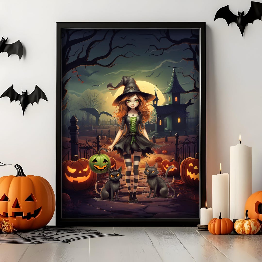 Printable Halloween Spooky Wall Art, Halloween Pumpkin Wall Art ...