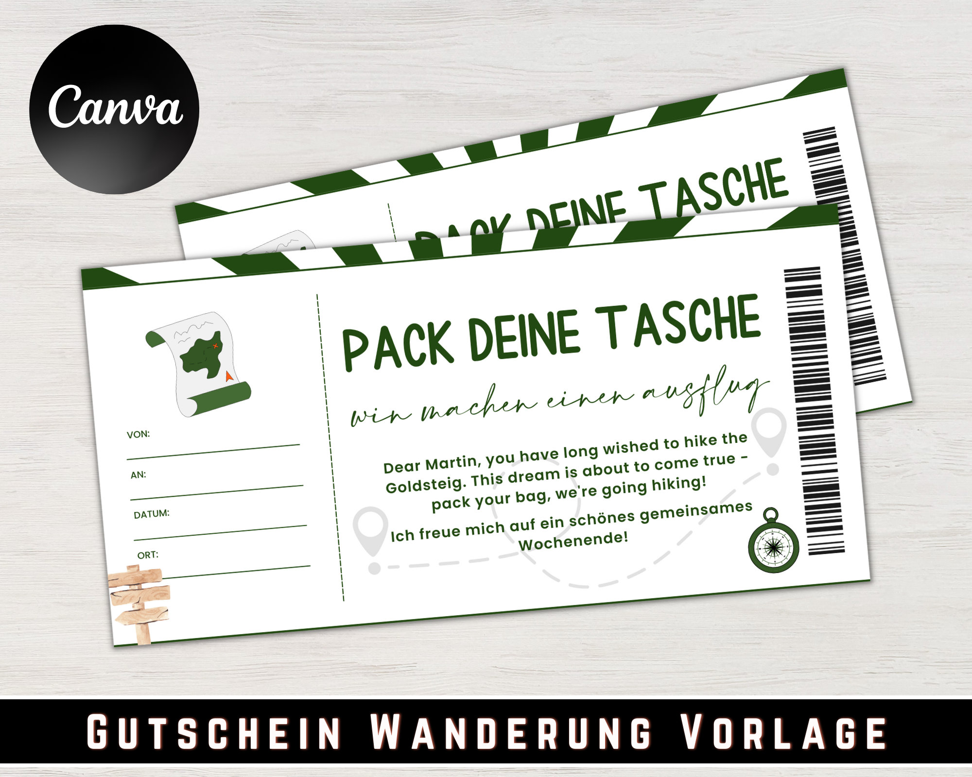 Voucher Hike Template Voucher Trip to Print Gift Idea Etsy