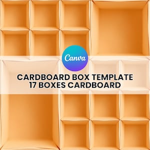 Plantilla de 17 cajas de cartón vacías, plantilla de interior de caja, fondo de fotografía, caja blanca vacía, plantilla de Canva