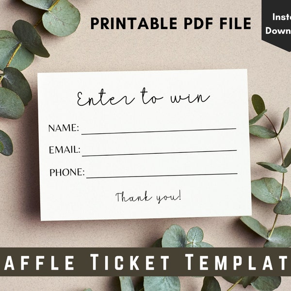 Printable enter to win template etsy