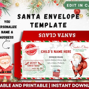 Official Santa Claus Envelope Template, North Pole Mail, Santa Mail Letter, Santa Mailing Label, Envelope From Santa, North Pole Envelope