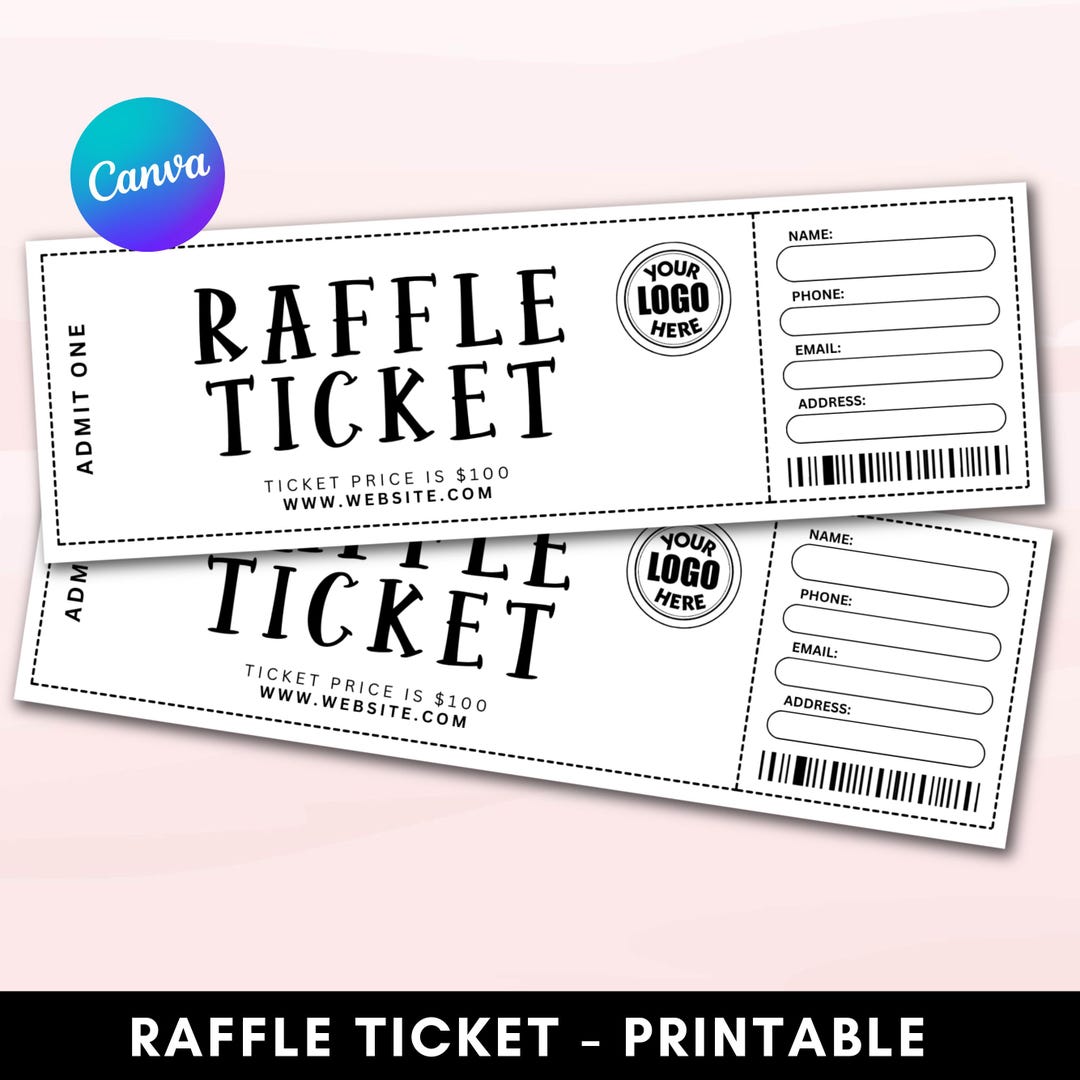 Suprise Raffles Editable Raffle Ticket Canva Template, Surprise Raffle Ticket, DIY ...