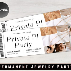 Permanent Jewelry Party Invitation Permanent Jewelry Host Flyer Editable Concert Ticket Template DIY Event Ticket Custom Gift For Her DIY